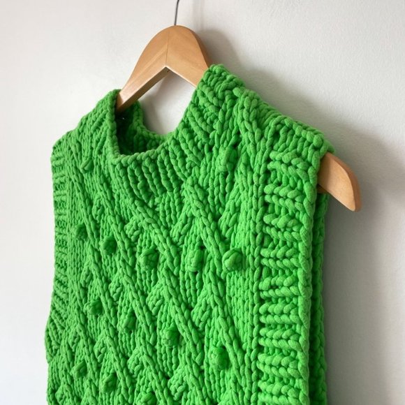 Zara Limited Edition Cable Knit Dot Sleeveless Sweater Vest Green Sz Small - Picture 7 of 11